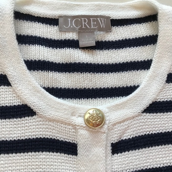 NEW J. CREW NAVY STRIPE CARDIGAN SWEATER - Picture 4 of 12